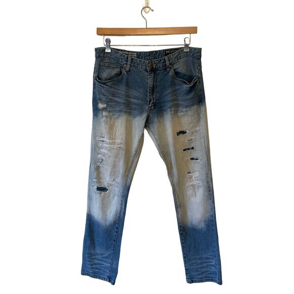 Smoke Rise W36 / L32 blue white slim denim jeans streetwear casual punk fade